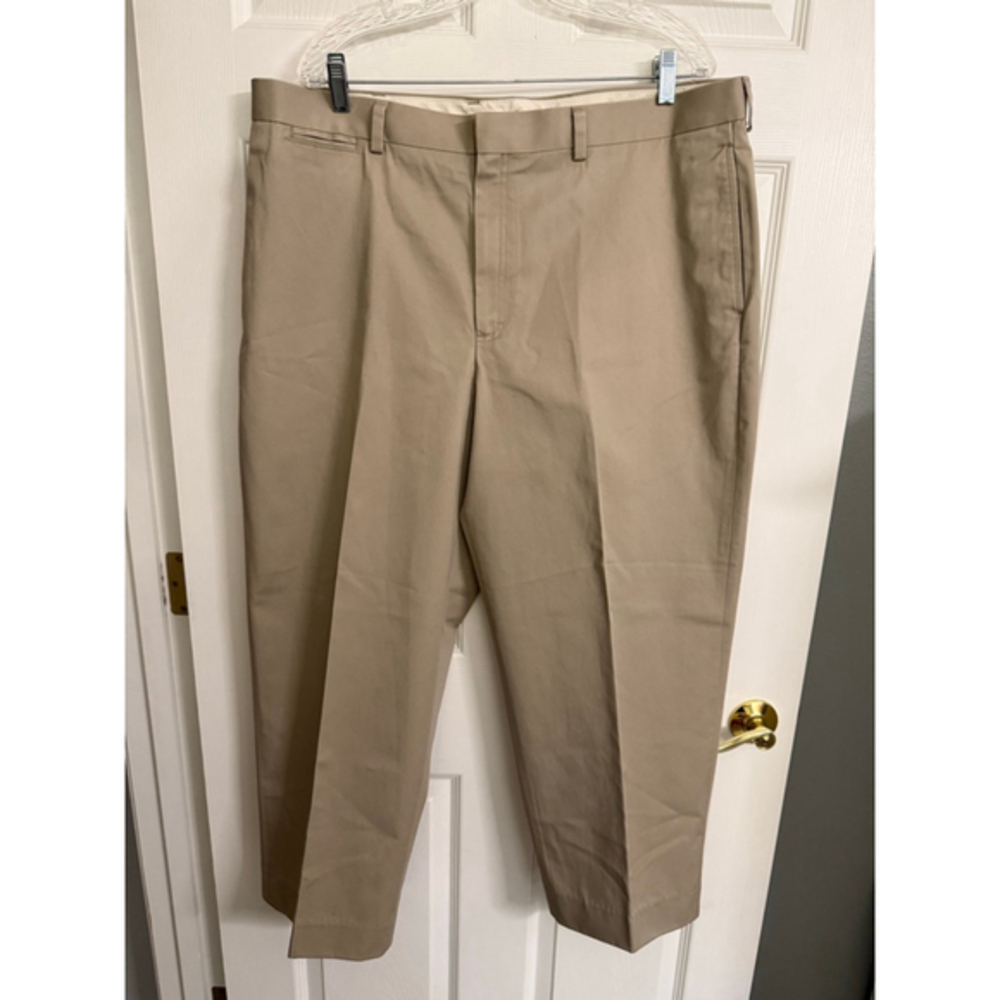 Men's Tan LL Bean Natural Fit Slacks 40x27 100% Cotton